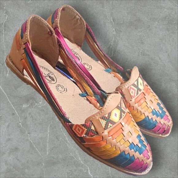 Artisanias Colorful Woven Hurraches sz 10 #890 - Picture 3 of 6